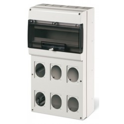 Корпус "Домино" на 16 модулей, 6 розеток 70х87 (84х106*), 16А (32А*), тип M550