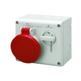 Розетка настенная с мех.блок, с верхним расположением разъема IP44 16A 3P+E 400V
