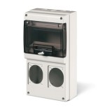 Корпус "Домино" на 12 модулей, 2 розетки 70х87 (84х106*), 16А (32А*), тип M400